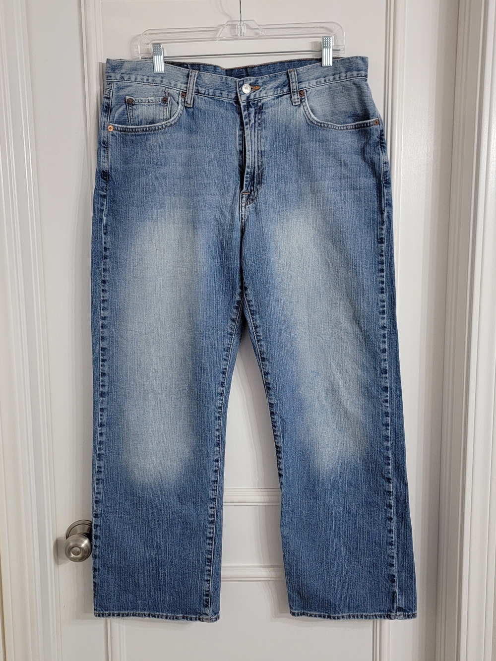Lucky Brand Dungarees Mens Boot Cut Classic Leg Light Wash Blue Jeans 36X29 Y2K